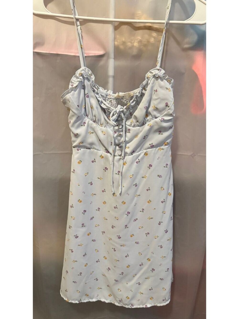 Kiss The Sky White Floral Spaghetti Strap Mini Dress XS